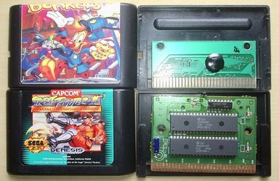 Cartucho Bonkers (sem marca) e Street Fighter II Special Champion Edition (Sega – Americano)